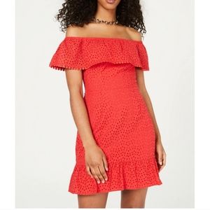 NWT Red Strapless Eyelet Dress
